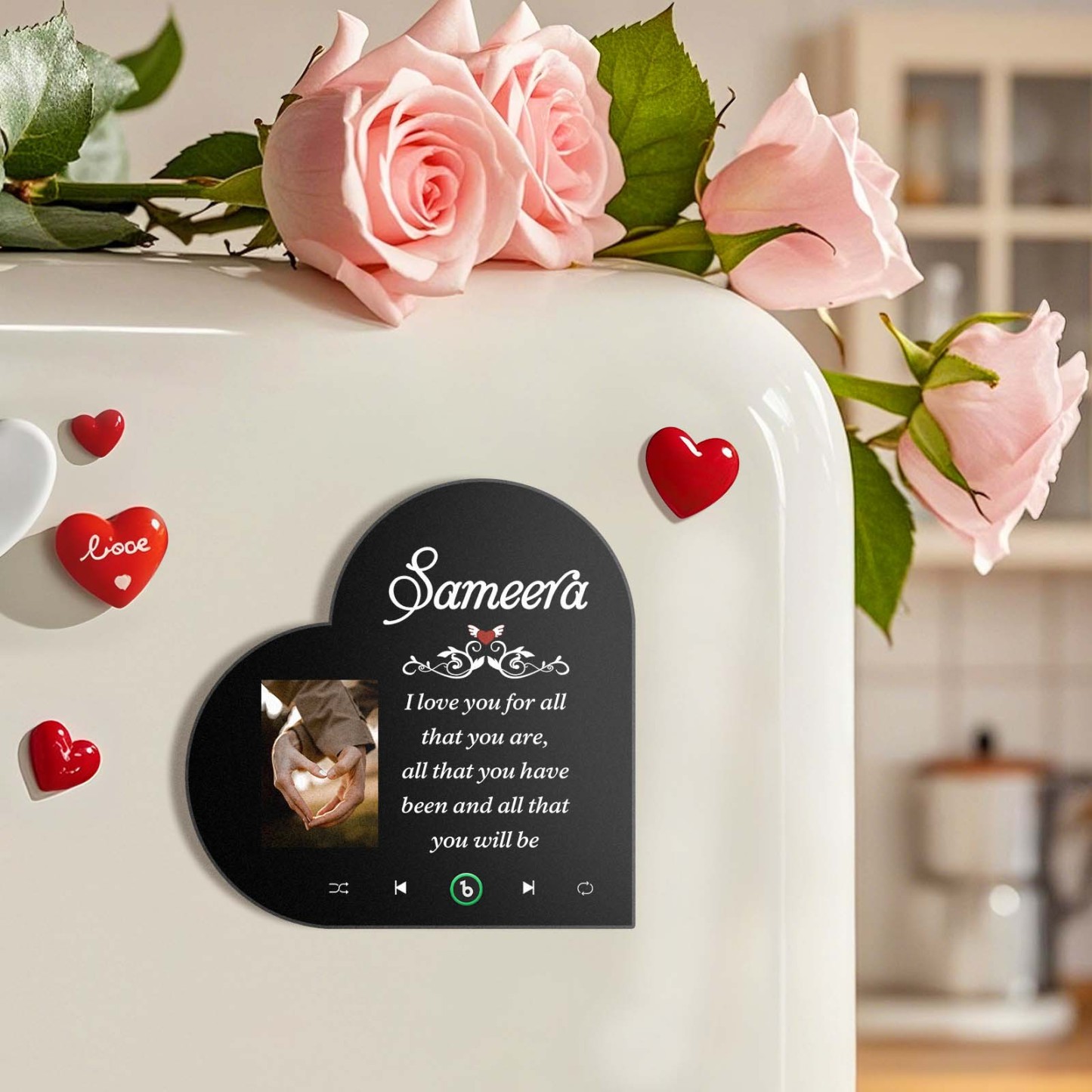 Custom Heart Frame Music Fridge Magnet Custom Album Fridge Magnet Music Wall Photo Sticker - MyMoonLampUk