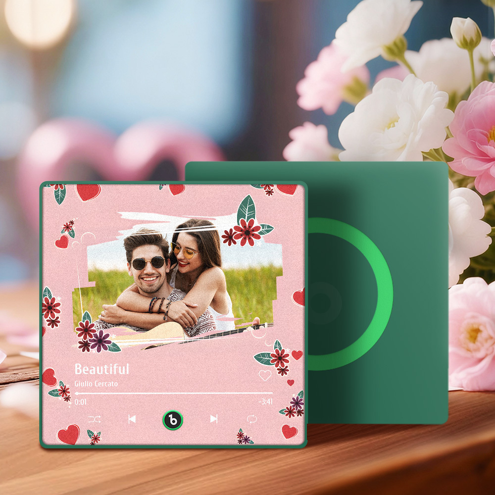 Valentine's Day Custom Photos Heart Glitter Love Music Fridge Magnet Personalized Music Magnet Gift for Her - MyMoonLampUk