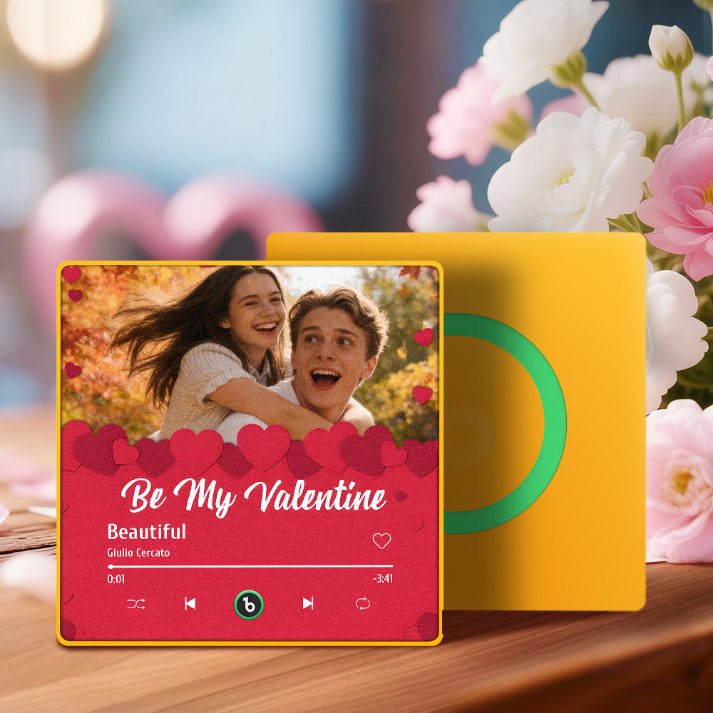 Valentine's Day Custom Photos Heart Glitter Love Music Fridge Magnet Personalized Music Magnet Gift for Her - MyMoonLampUk