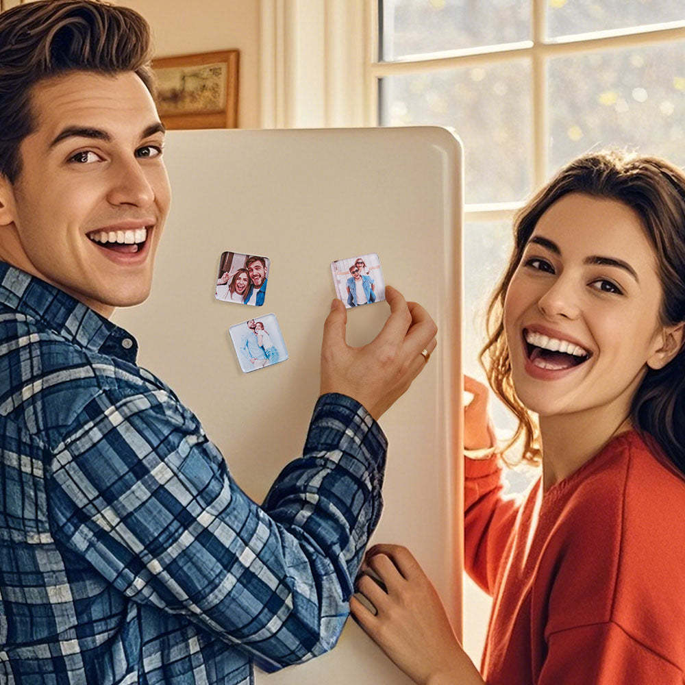Personalized Photo Fridge Magnetic Acrylic Square Refrigerator Magnet Home Decor - MyMoonLampUk