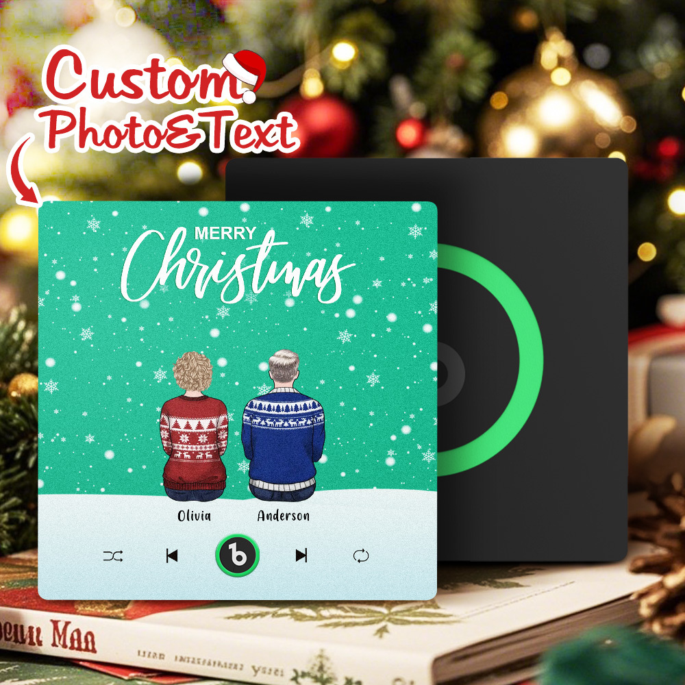 Colorful Album Fridge Magnet Music Wall Photo Sticker Custom Family Portrait Merry Christmas Can Play Songs Christmas Gift