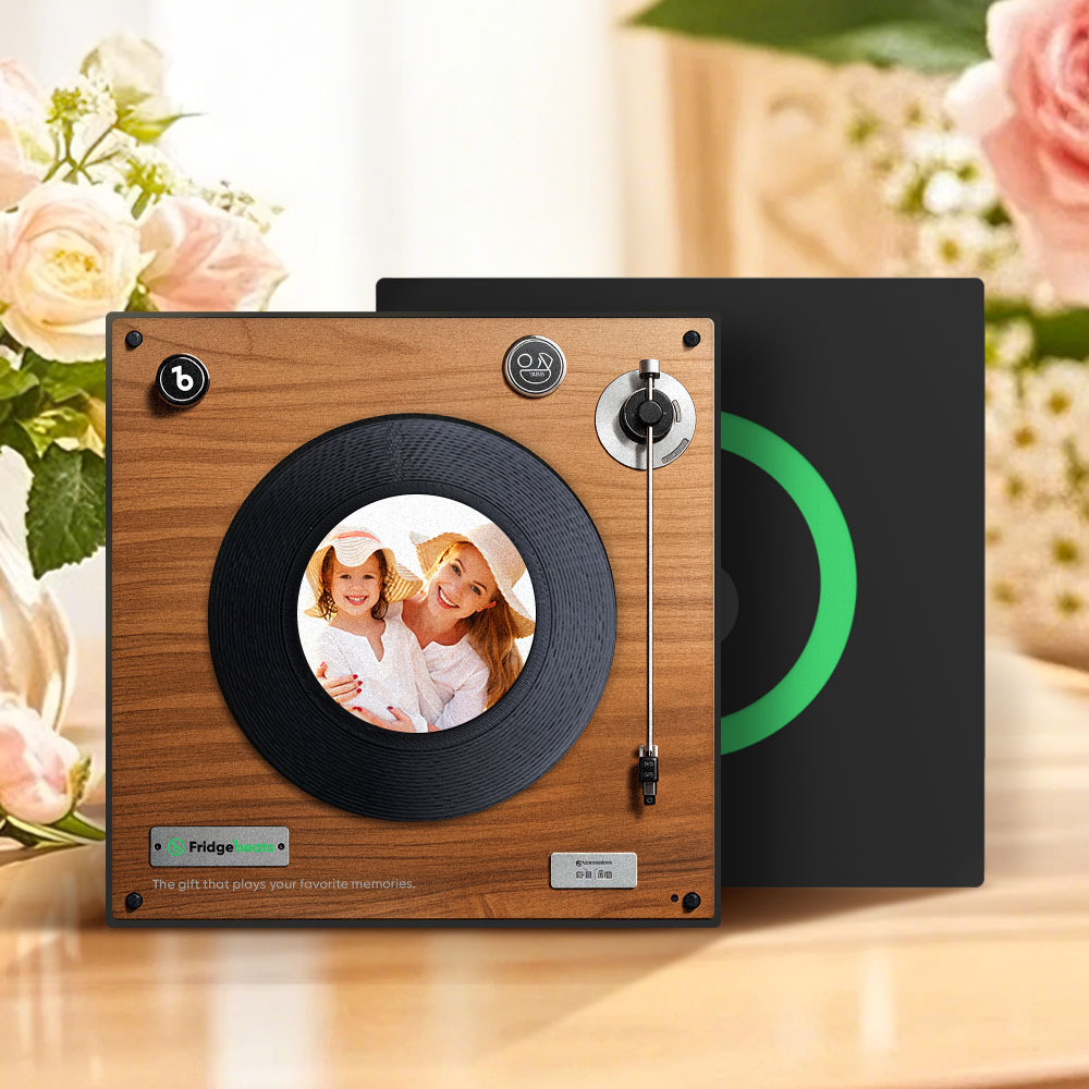 Father's Day Gift Custom Music & Photo Fridge Magnet Can Customize 1-6 Vinyl and Songs - MyMoonLampUk
