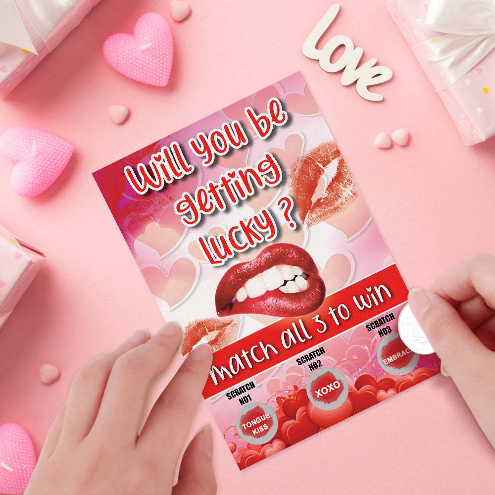 Red Lips Scratch Card Surprise Funny Scratch off Card Match 3 to Win Card - mymoonlampuk