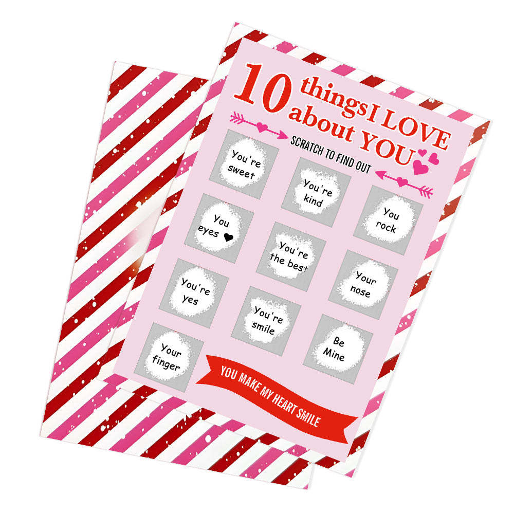 10 Things I Love About You Scratch Card Valentine's Day Scratch off Card - mymoonlampuk