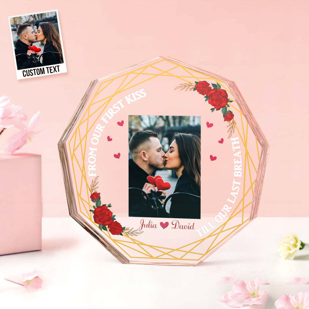 Custom Photo Acrylic Plaque Gift for Couples from Our First Kiss Till Our Last Breath - mymoonlampuk