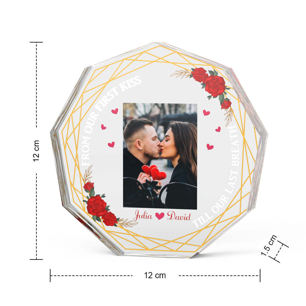 Custom Photo Acrylic Plaque Gift for Couples from Our First Kiss Till Our Last Breath - mymoonlampuk