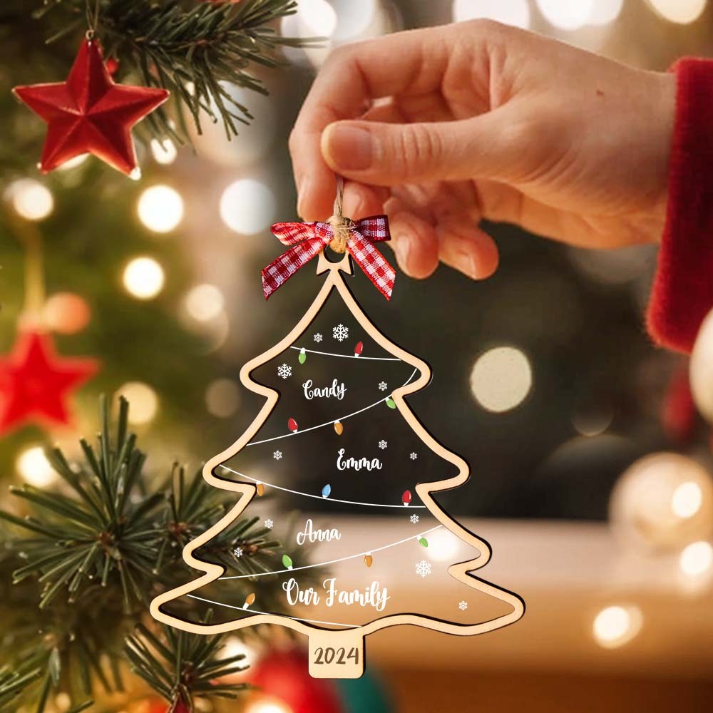 Personalized Christmas Tree Ornament with Names Family Christmas Ornament Gift - MyMoonLampUk