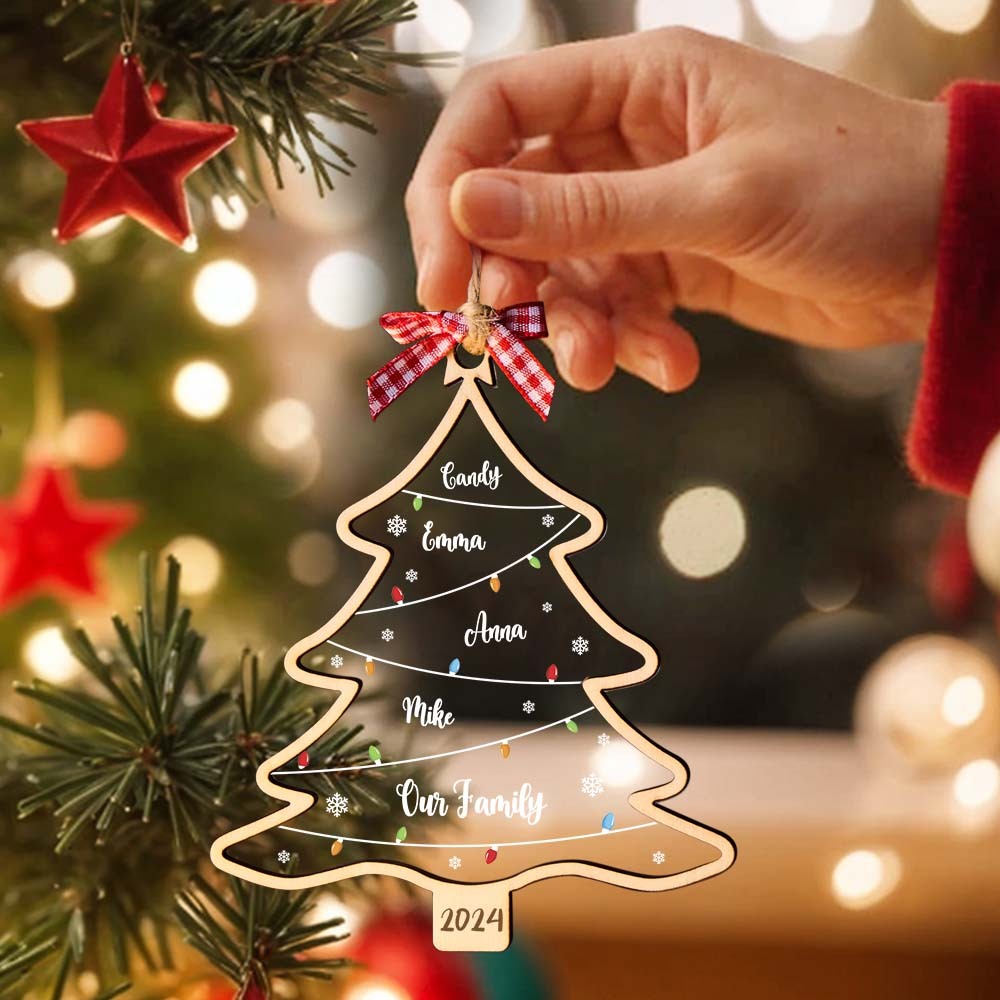 Personalized Christmas Tree Ornament with Names Family Christmas Ornament Gift - MyMoonLampUk