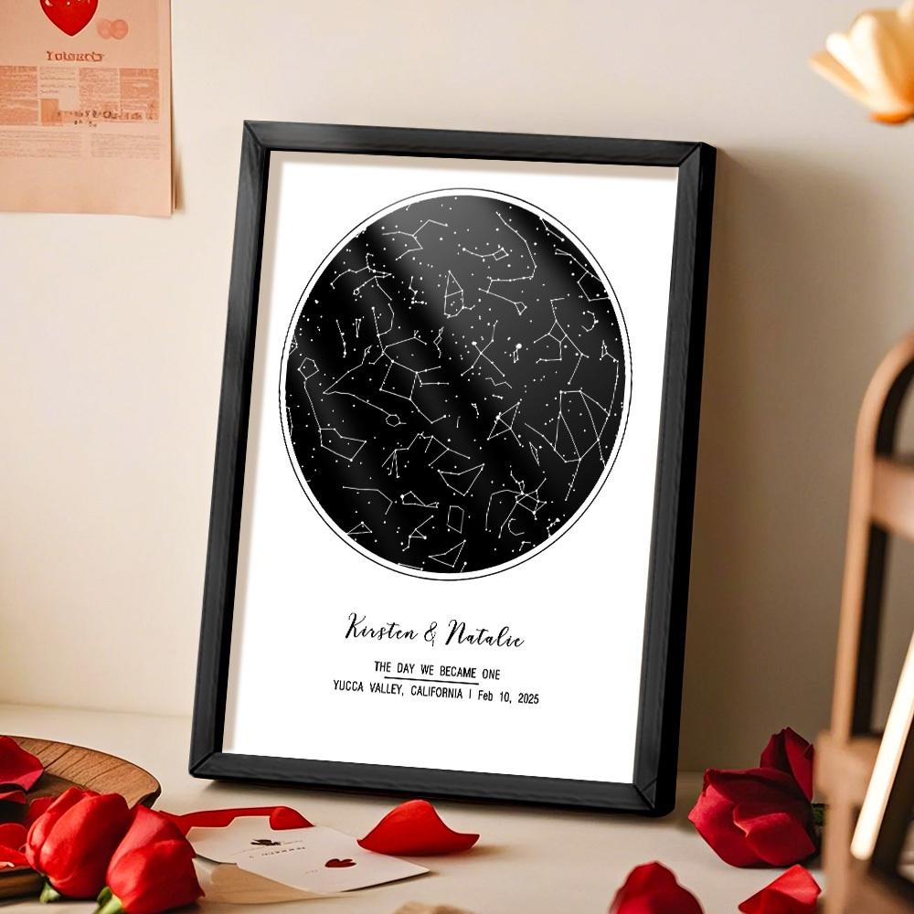 Personalized Astrology Frame Custom Name and Date Decoration Painting Wedding Anniversary Gift - MyMoonLampUk