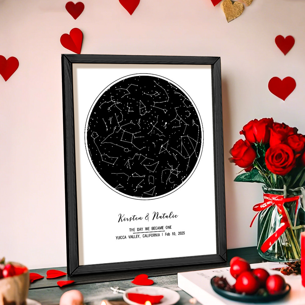 Personalized Astrology Frame Custom Name and Date Decoration Painting Wedding Anniversary Gift - MyMoonLampUk