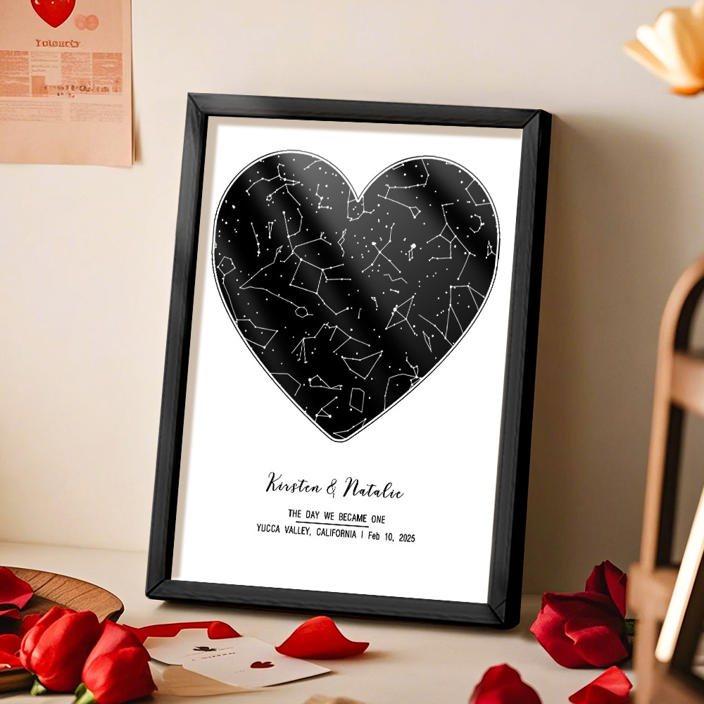 Personalized Astrology Frame Custom Name and Date Decoration Painting Wedding Anniversary Gift - MyMoonLampUk