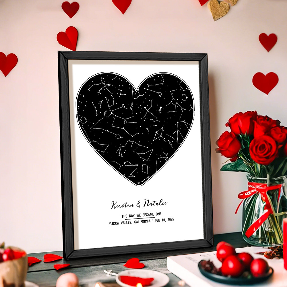 Personalized Astrology Frame Custom Name and Date Decoration Painting Wedding Anniversary Gift - MyMoonLampUk