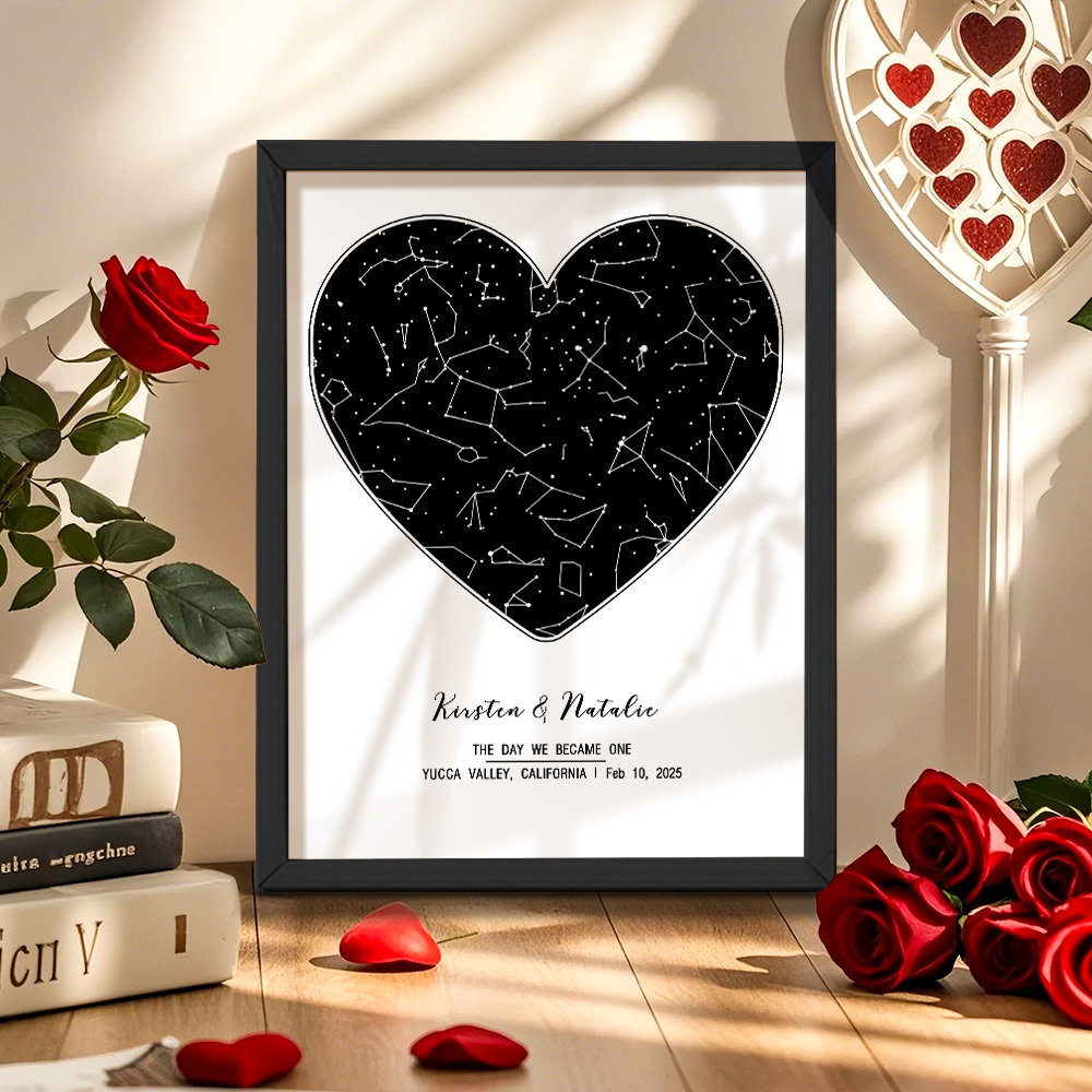 Personalized Astrology Frame Custom Name and Date Decoration Painting Wedding Anniversary Gift - MyMoonLampUk