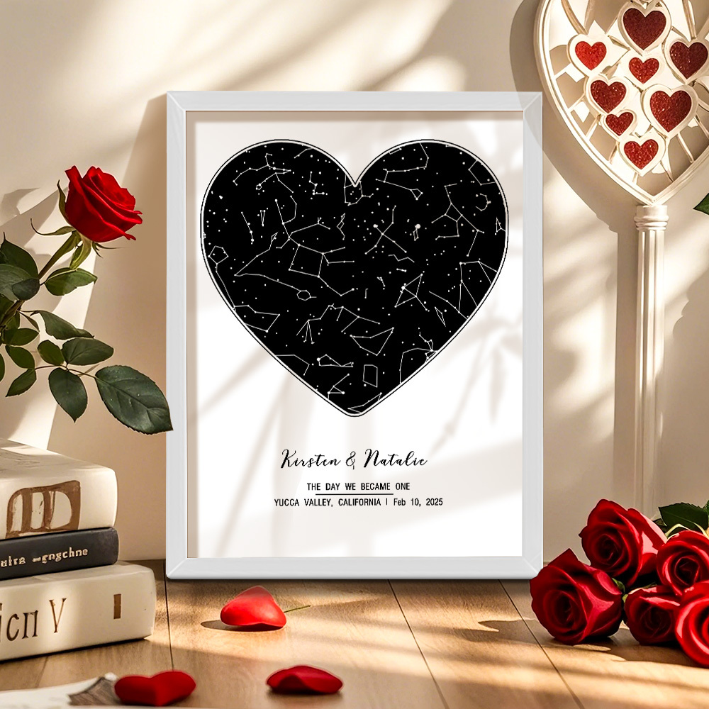 Personalized Astrology Frame Custom Name and Date Decoration Painting Wedding Anniversary Gift - MyMoonLampUk