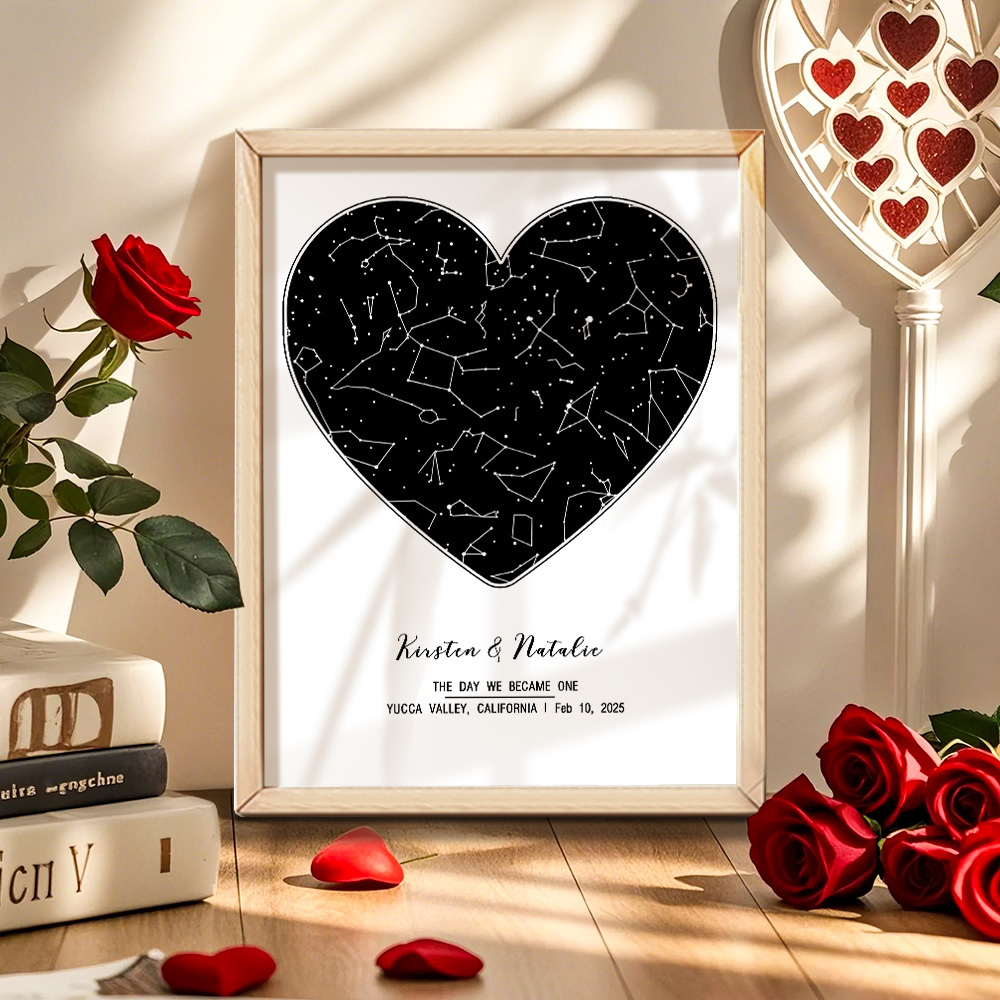 Personalized Astrology Frame Custom Name and Date Decoration Painting Wedding Anniversary Gift - MyMoonLampUk