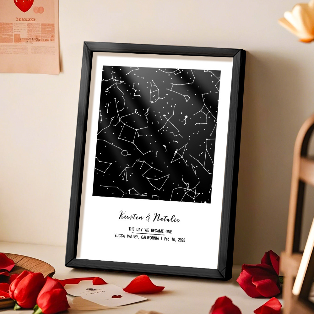 Personalized Astrology Frame Custom Name and Date Decoration Painting Wedding Anniversary Gift - MyMoonLampUk