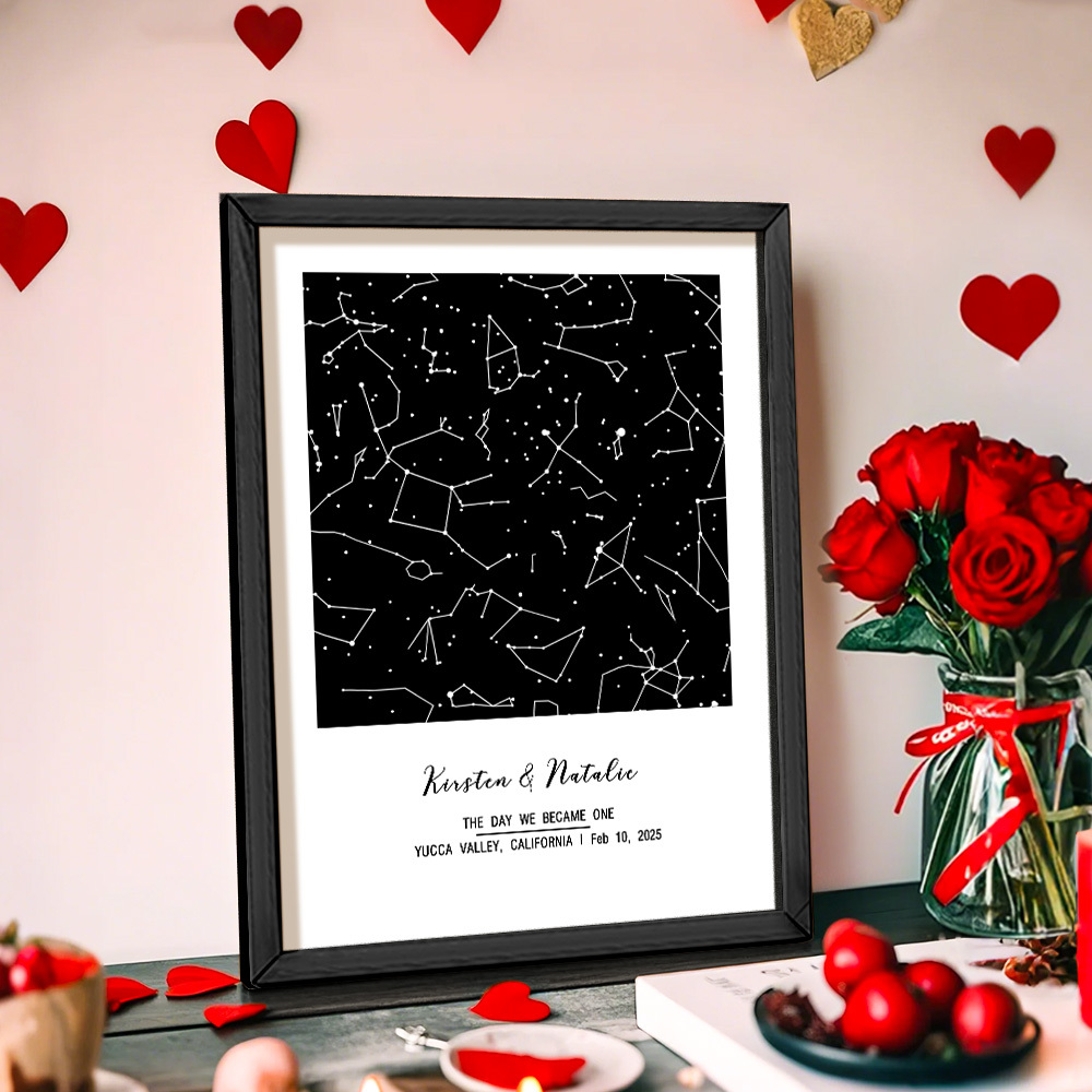 Personalized Astrology Frame Custom Name and Date Decoration Painting Wedding Anniversary Gift - MyMoonLampUk