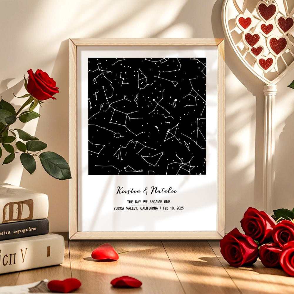 Personalized Astrology Frame Custom Name and Date Decoration Painting Wedding Anniversary Gift - MyMoonLampUk