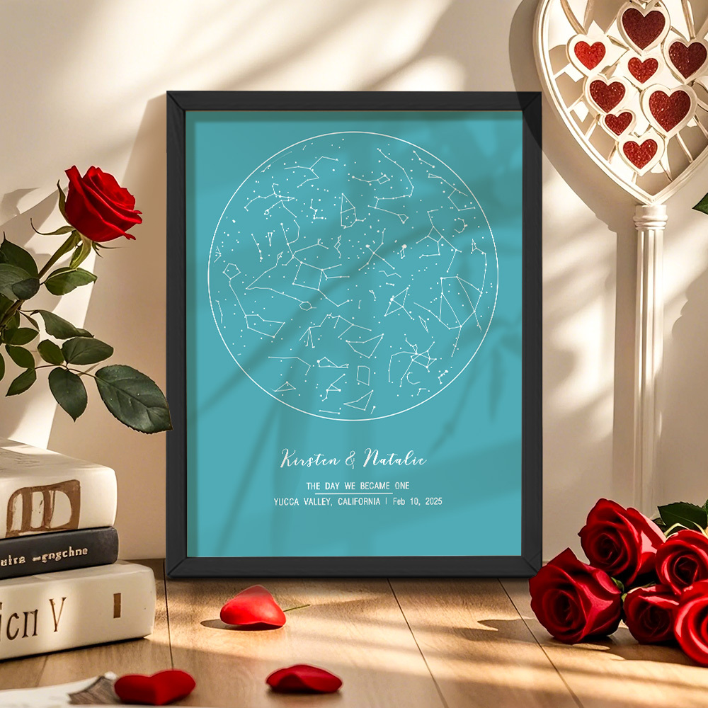 Personalized Astrology Frame Custom Name and Date Decoration Painting Wedding Anniversary Gift - MyMoonLampUk