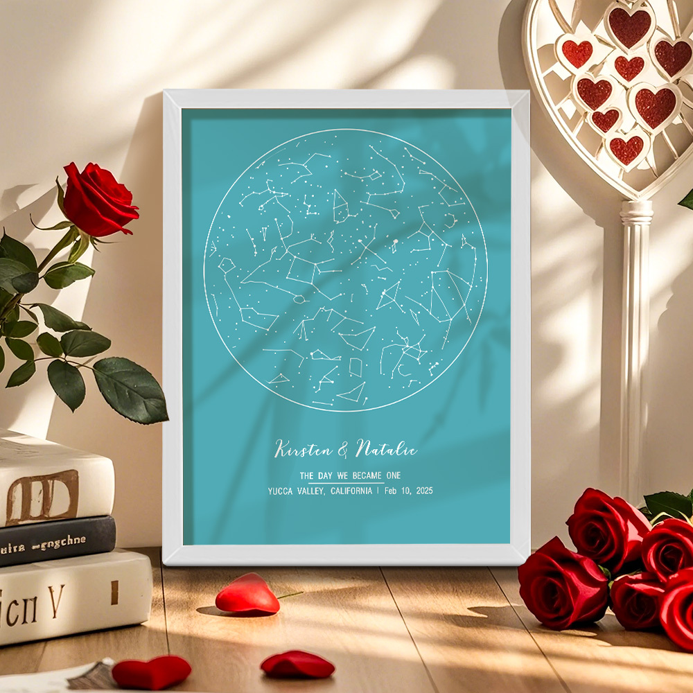 Personalized Astrology Frame Custom Name and Date Decoration Painting Wedding Anniversary Gift - MyMoonLampUk