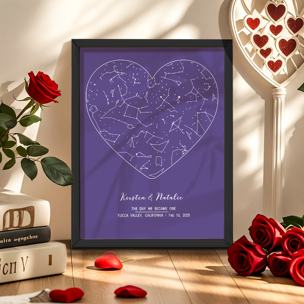 Personalized Astrology Frame Custom Name and Date Decoration Painting Wedding Anniversary Gift - MyMoonLampUk