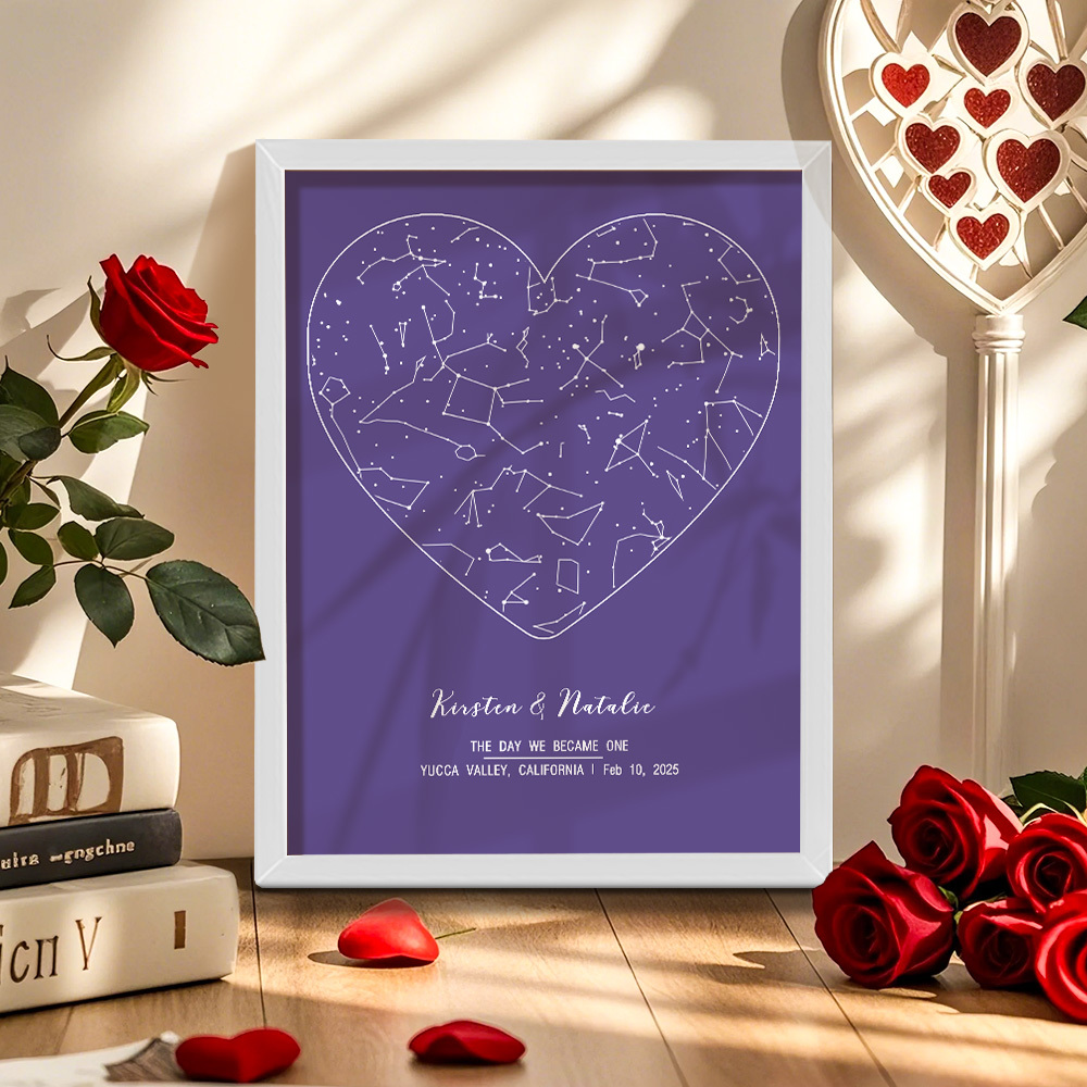 Personalized Astrology Frame Custom Name and Date Decoration Painting Wedding Anniversary Gift - MyMoonLampUk