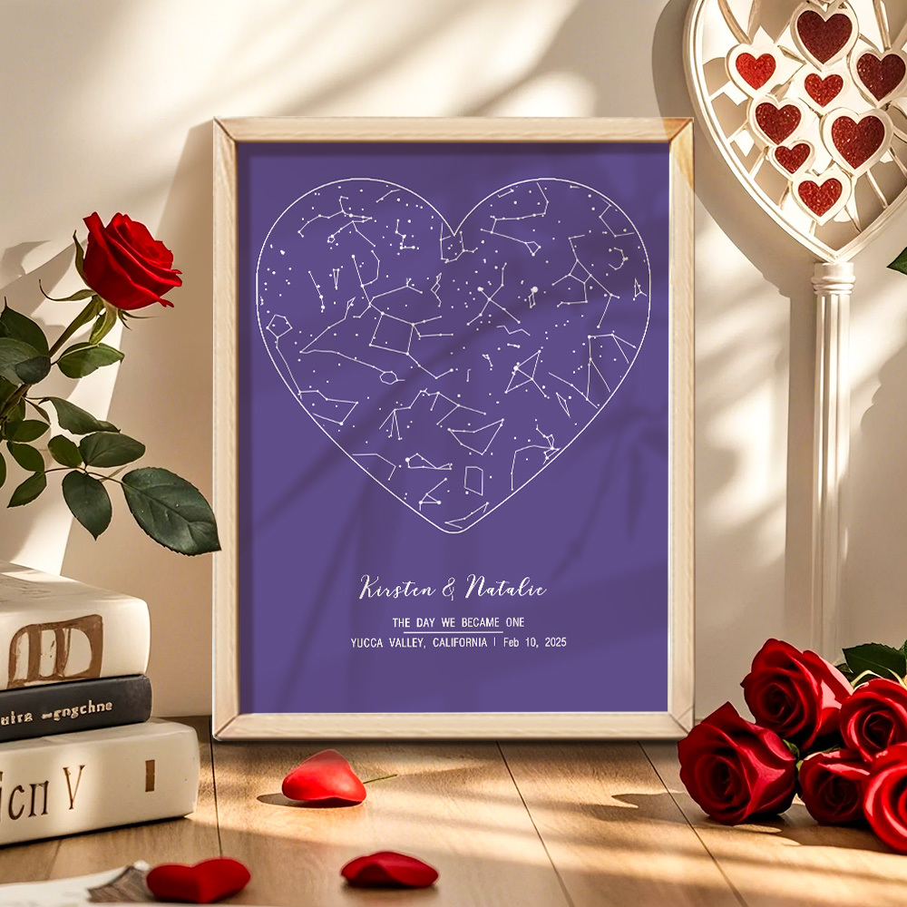 Personalized Astrology Frame Custom Name and Date Decoration Painting Wedding Anniversary Gift - MyMoonLampUk
