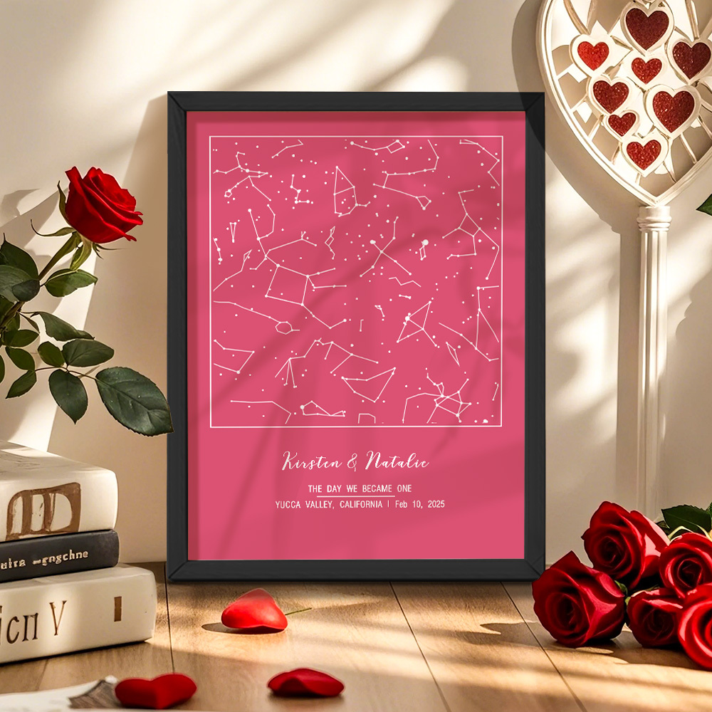 Personalized Astrology Frame Custom Name and Date Decoration Painting Wedding Anniversary Gift - MyMoonLampUk