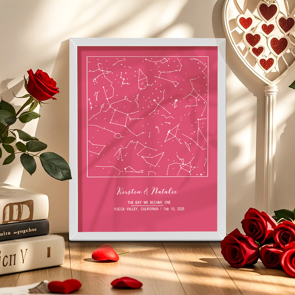 Personalized Astrology Frame Custom Name and Date Decoration Painting Wedding Anniversary Gift - MyMoonLampUk