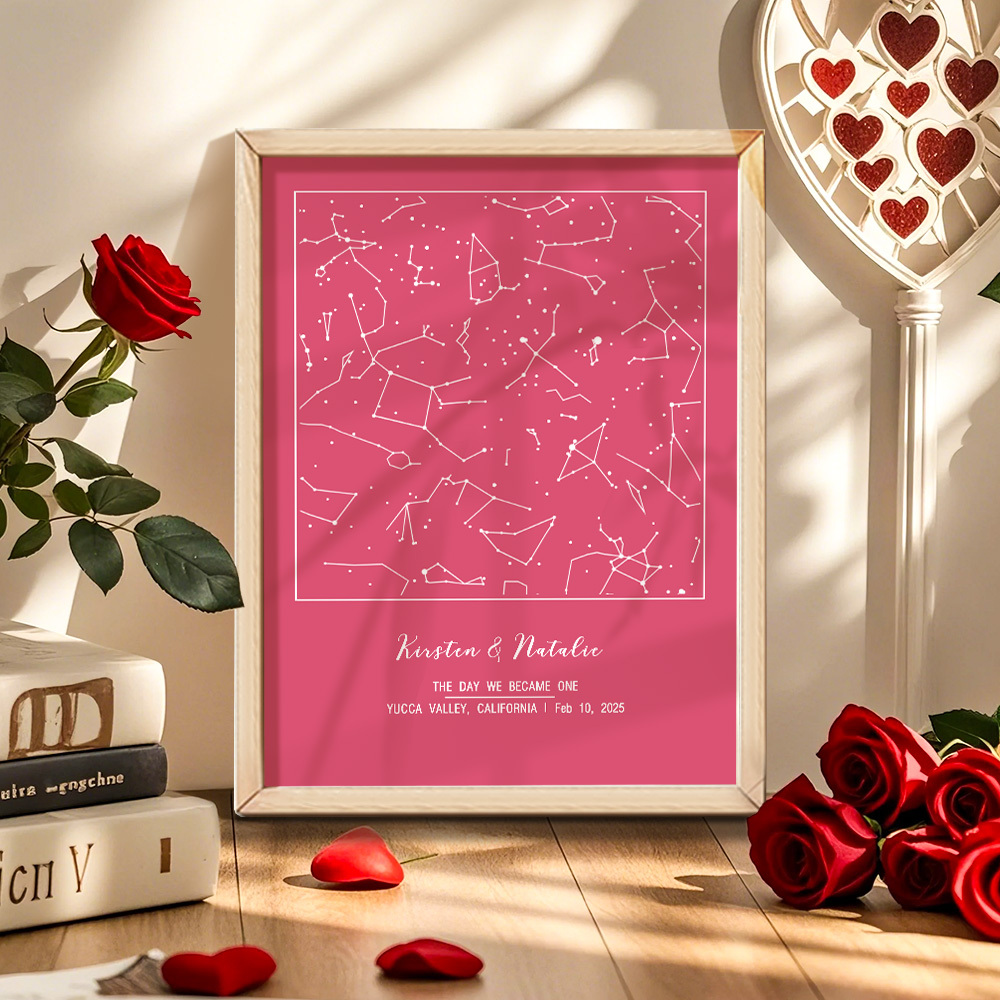 Personalized Astrology Frame Custom Name and Date Decoration Painting Wedding Anniversary Gift - MyMoonLampUk