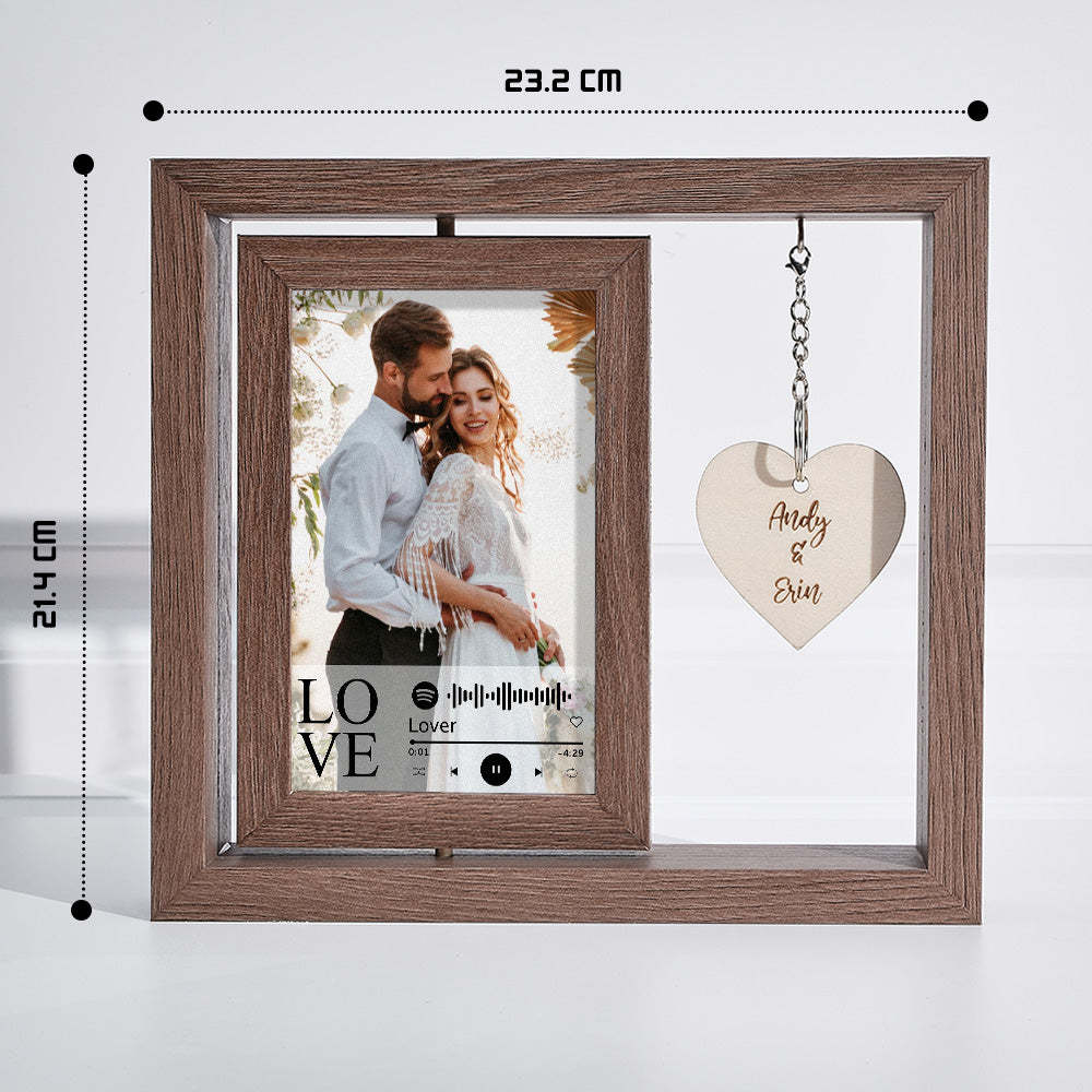 Custom Engraved Rotating Floating Picture Frames Double-Sided For Couple Personalised Engagement Gift - mymoonlampuk