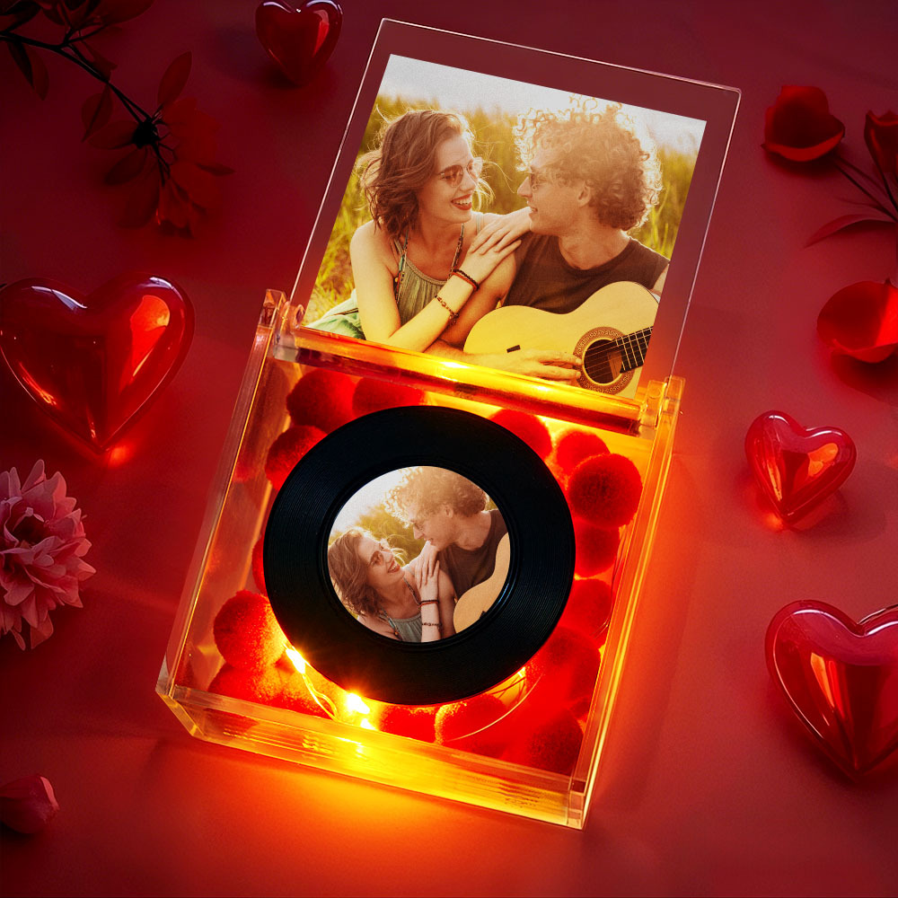 Valentine's Gifts Mini Vinyl Record Player for Your Partner USB Charging with Auto-Play Music and LED Gift - MyMoonLampUk