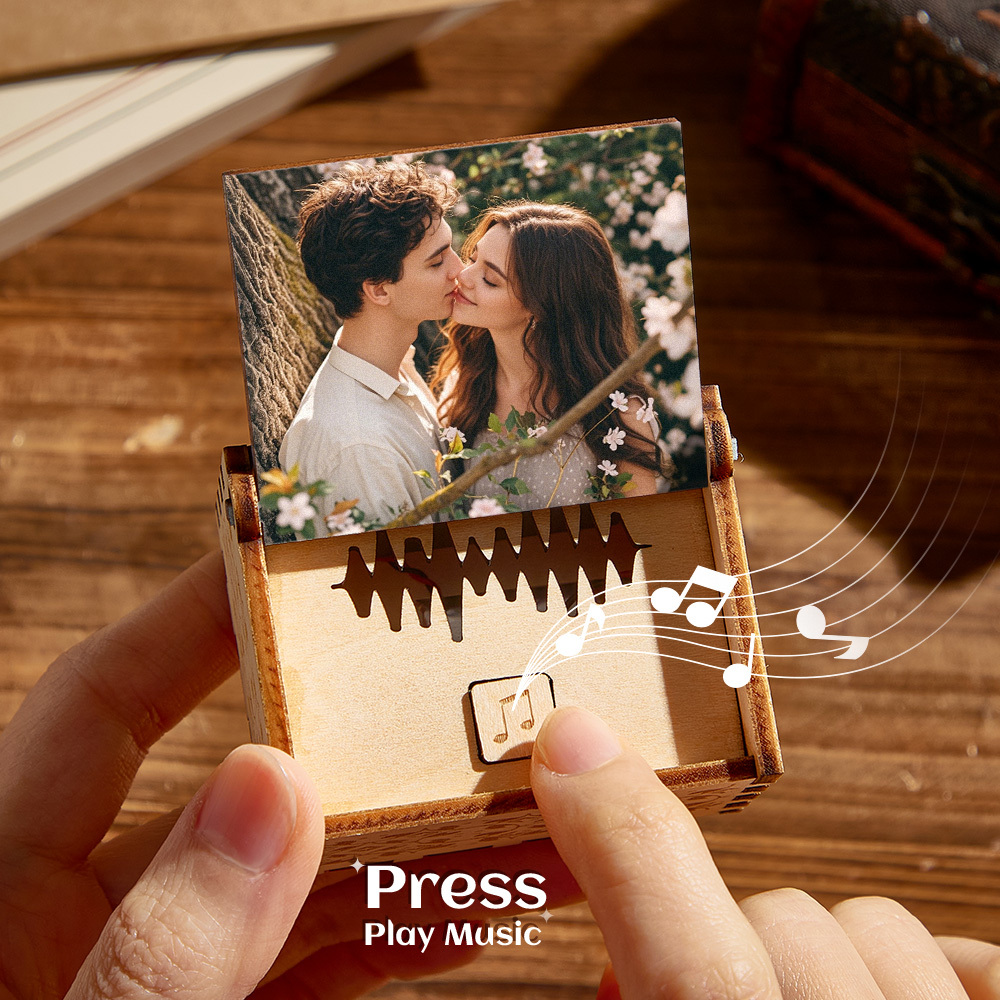 Custom Digital Music Box Any song Tune or Voice Personalized  Wooden Photo Music Box with Text Anniversary Gifts - MyMoonLampUk