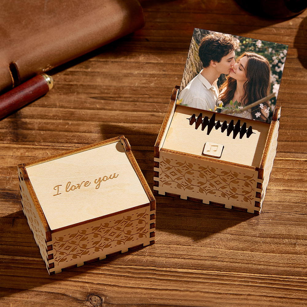 Custom Digital Music Box Any song Tune or Voice Personalized  Wooden Photo Music Box with Text Anniversary Gifts - MyMoonLampUk