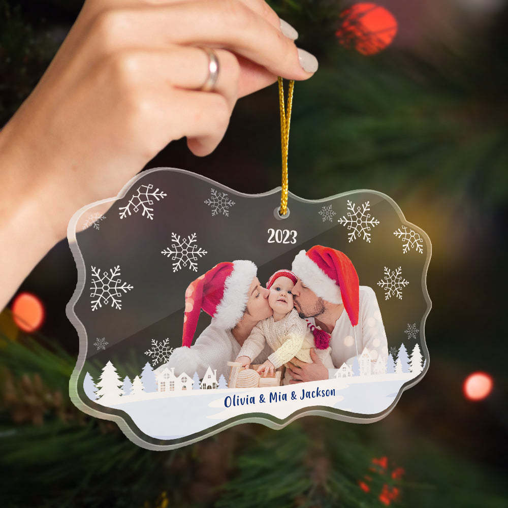 Custom Photo and Name Christmas Tree Ornament Family Christmas Gift - mymoonlampuk