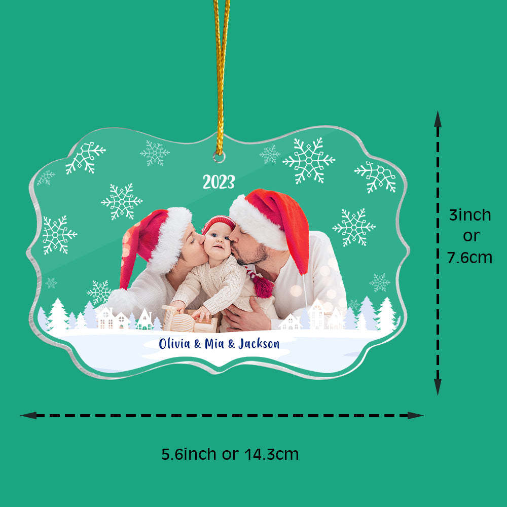 Custom Photo and Name Christmas Tree Ornament Family Christmas Gift - mymoonlampuk