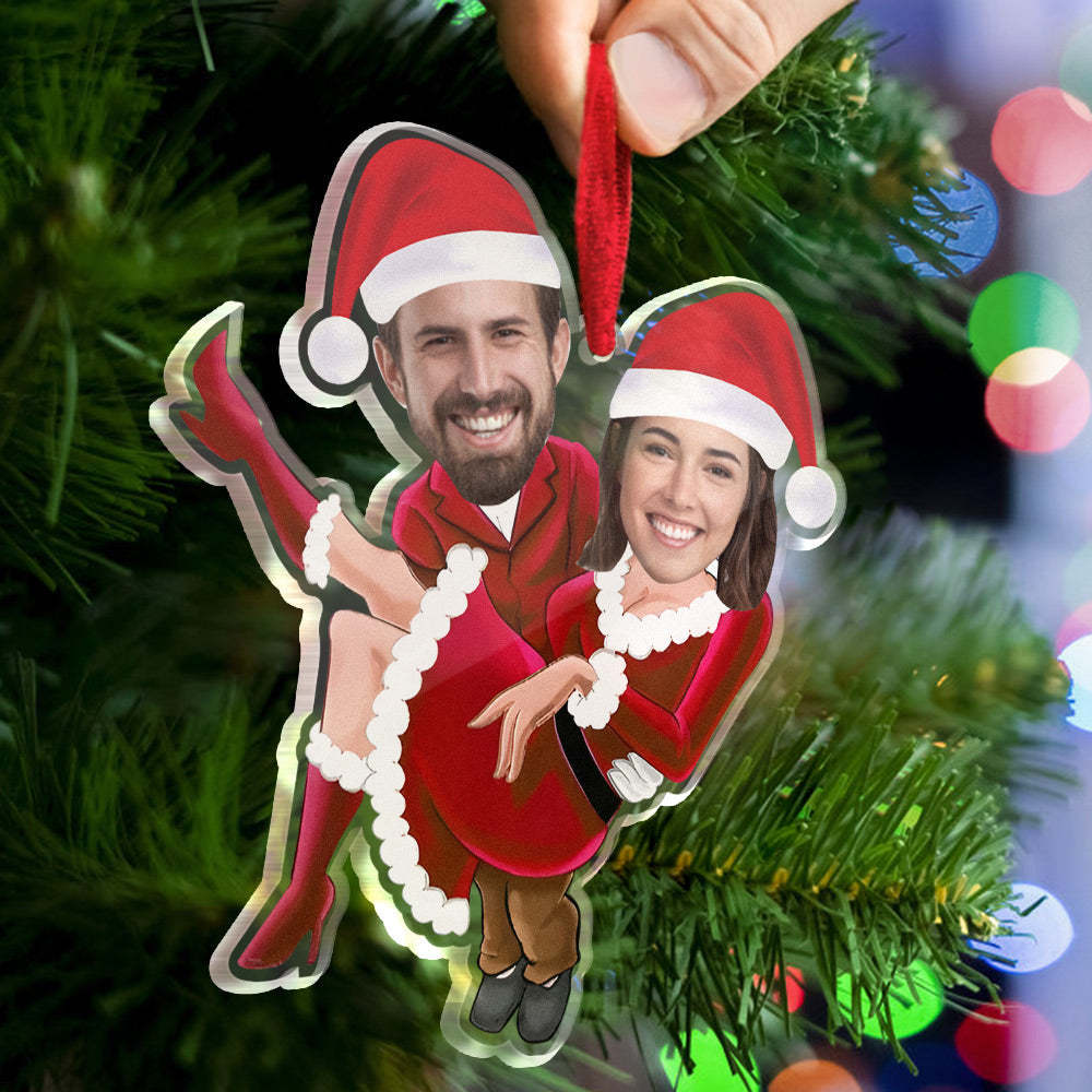 Custom Couple Christmas Tree Ornament Personalized Face Christmas Gift - mymoonlampuk