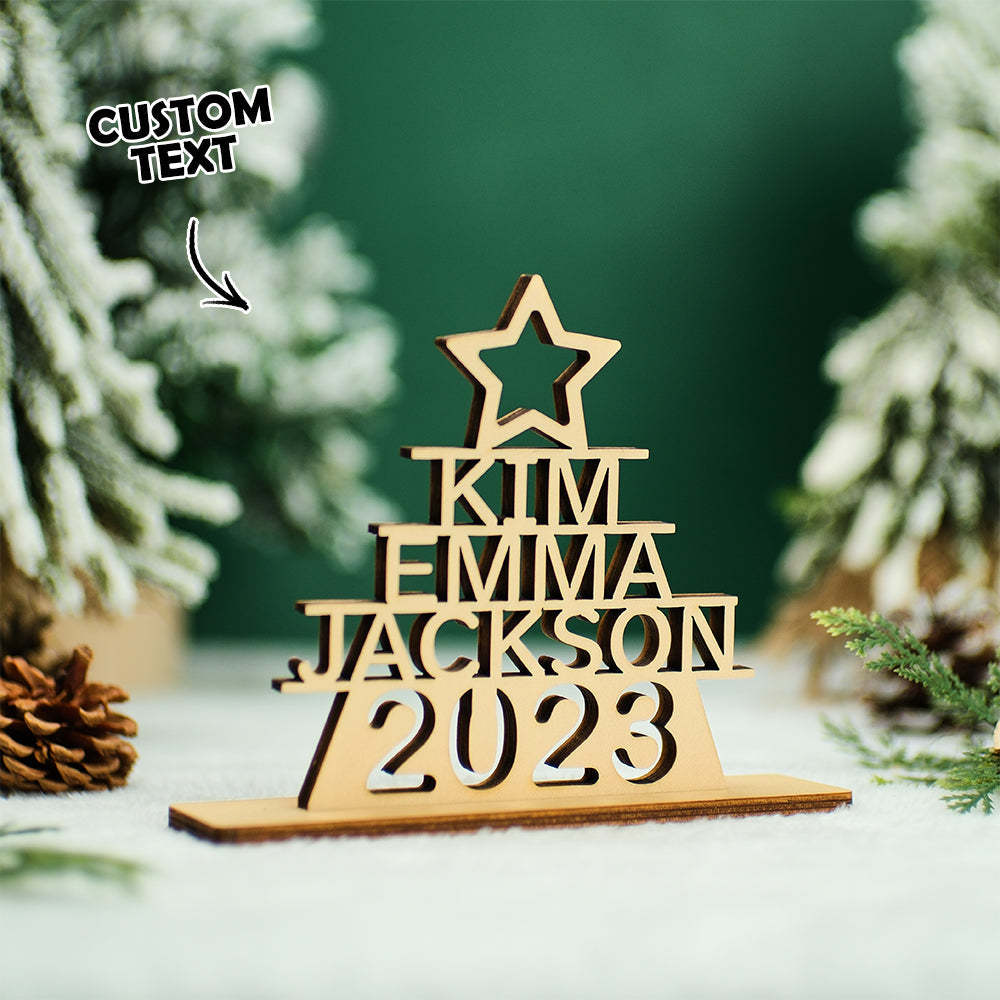 Custom Family Names Christmas Tree Wooden Decor Personalised Warm Gifts For Christmas Day - mymoonlampuk