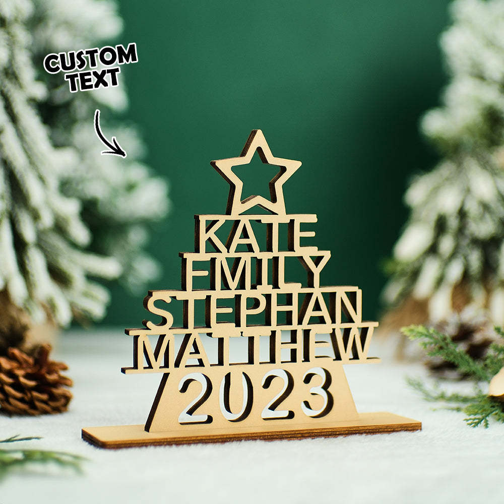 Custom Family Names Christmas Tree Wooden Decor Personalised Warm Gifts For Christmas Day - mymoonlampuk