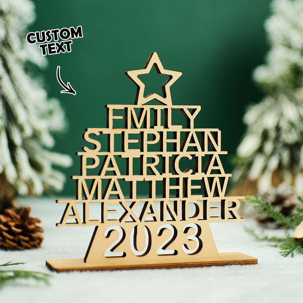 Custom Family Names Christmas Tree Wooden Decor Personalised Warm Gifts For Christmas Day - mymoonlampuk