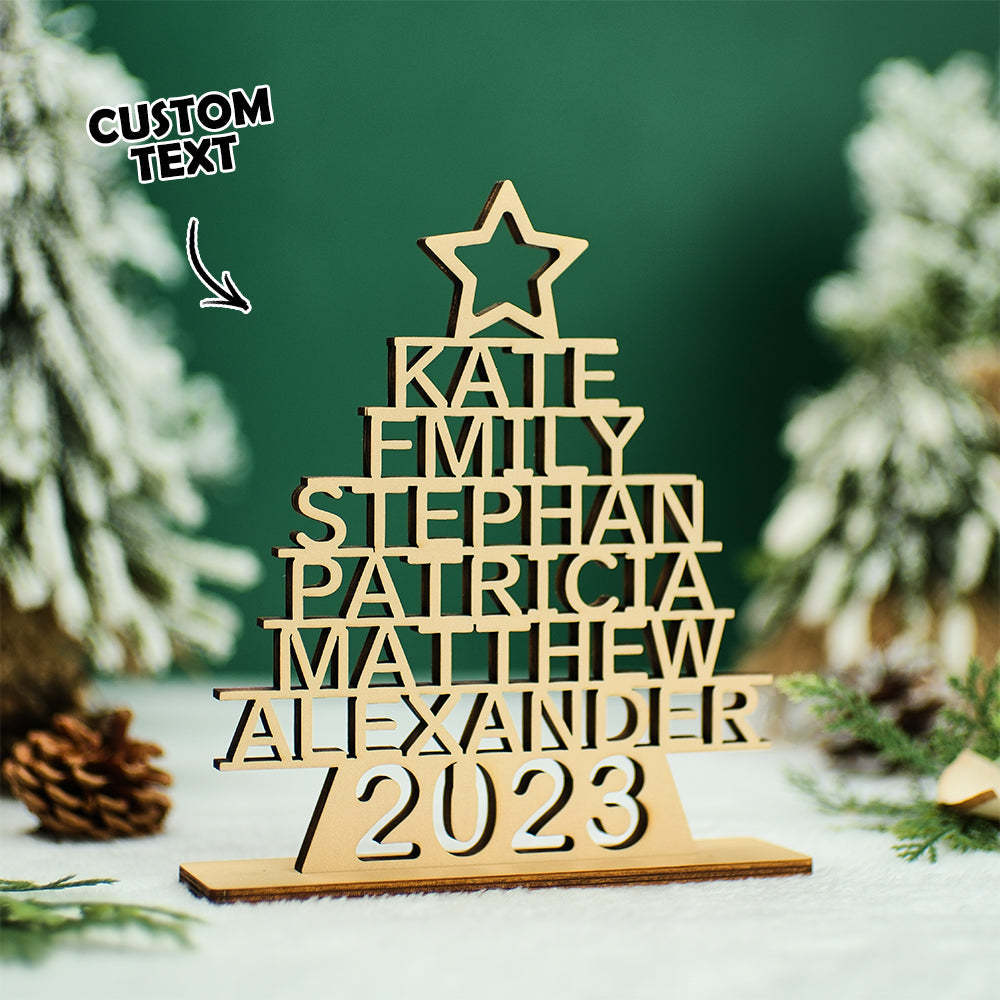 Custom Family Names Christmas Tree Wooden Decor Personalised Warm Gifts For Christmas Day - mymoonlampuk