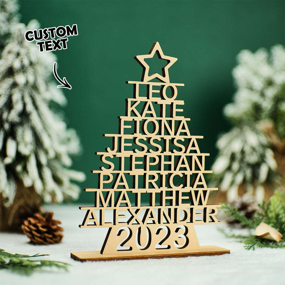 Custom Family Names Christmas Tree Wooden Decor Personalised Warm Gifts For Christmas Day - mymoonlampuk