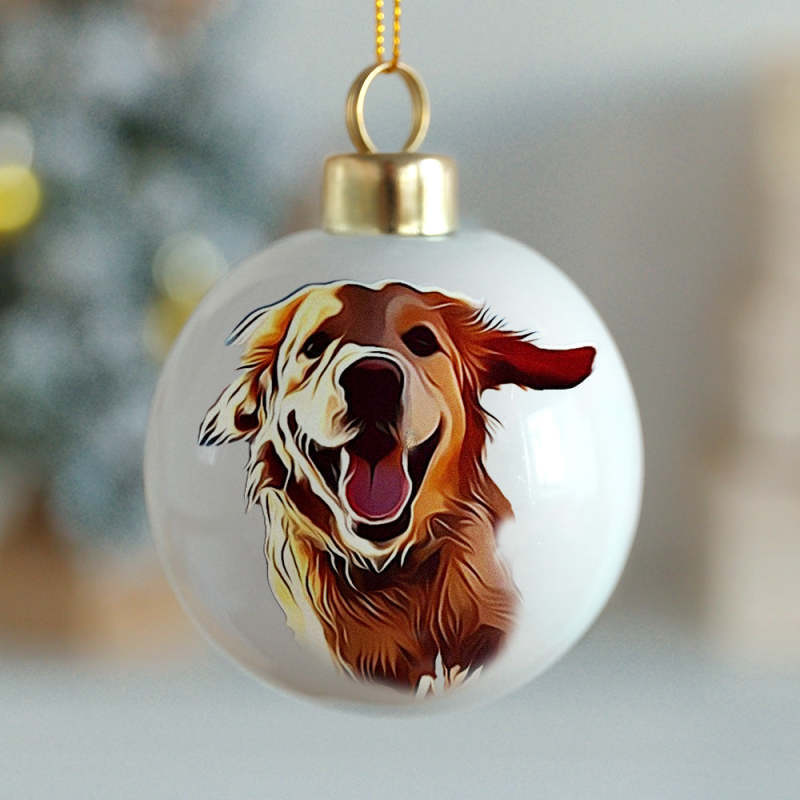 Personalised Pet Face Portrait Ornaments in Artfully Printed Hand-Painted Watercolor Style Custom Christmas Gift