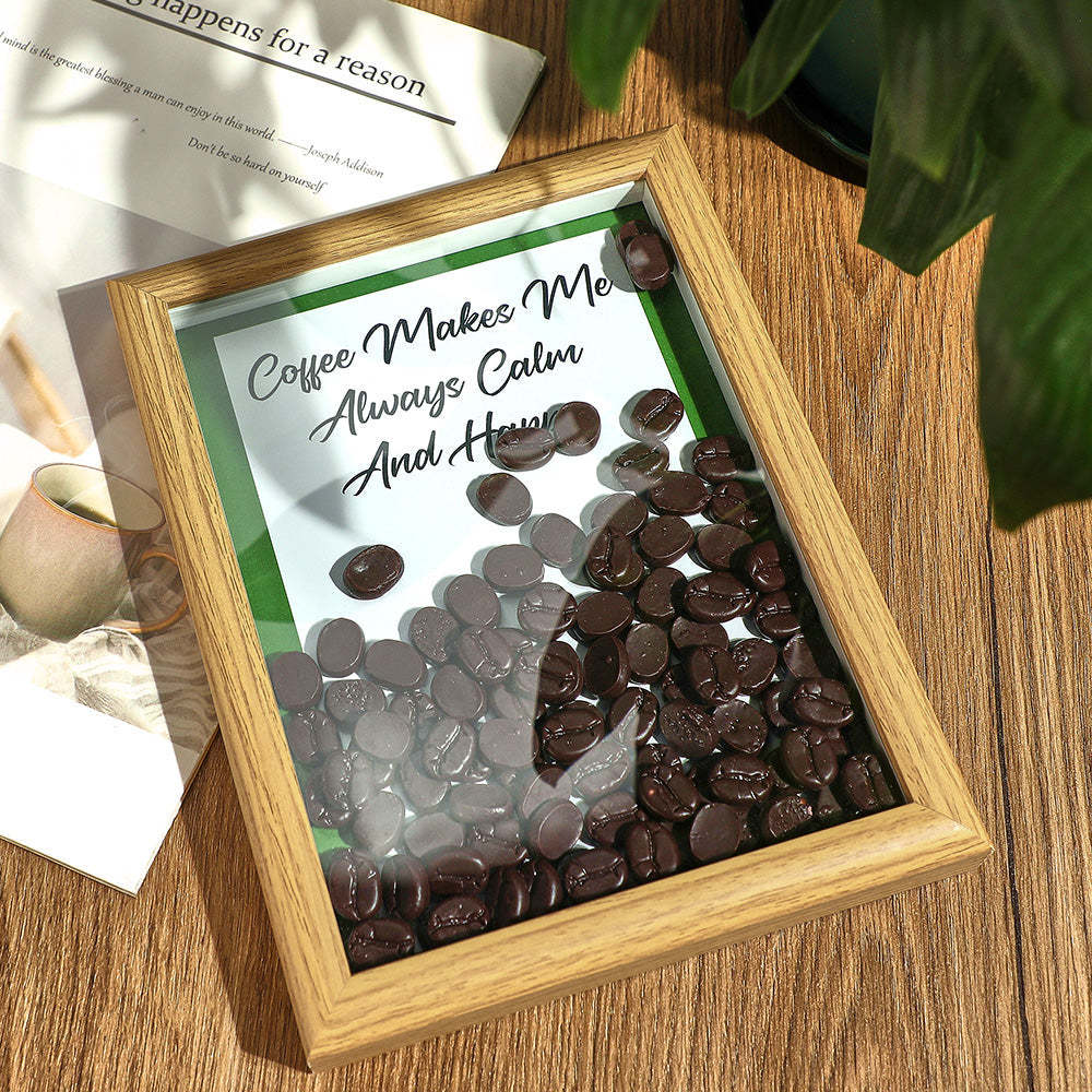 Custom Text Hollow Frame With Coffee Beans Inside Unique Gifts For Men - mymoonlampuk