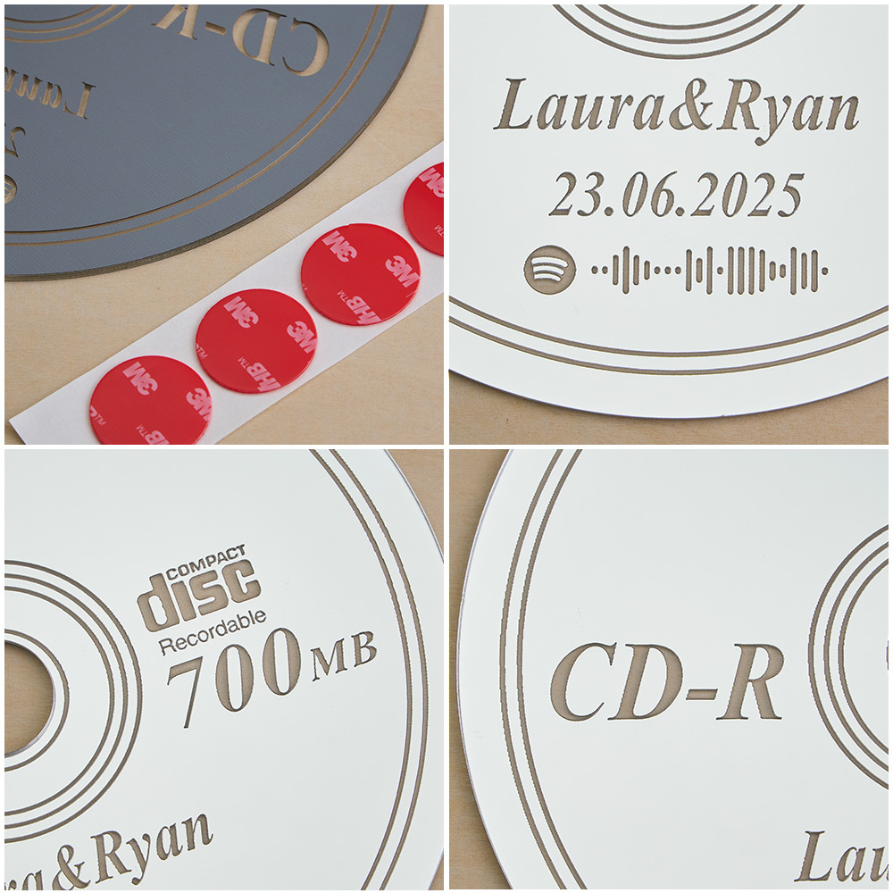 Custom Names and Music Mirror Art for Wall CD Mirror Art Deco Housewarming Gift Mirrored Wall Decor Bedroom Mirror - MyMoonLampUk