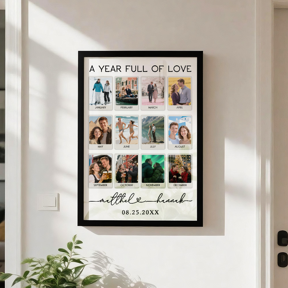 Custom Photo Frame Anniversary Gift Personalized Photo Frame 1 Year Anniversary Gift - MyMoonLampUk