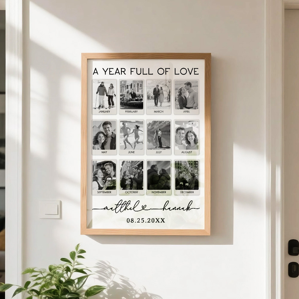 Custom Photo Frame Anniversary Gift Personalized Photo Frame 1 Year Anniversary Gift - MyMoonLampUk