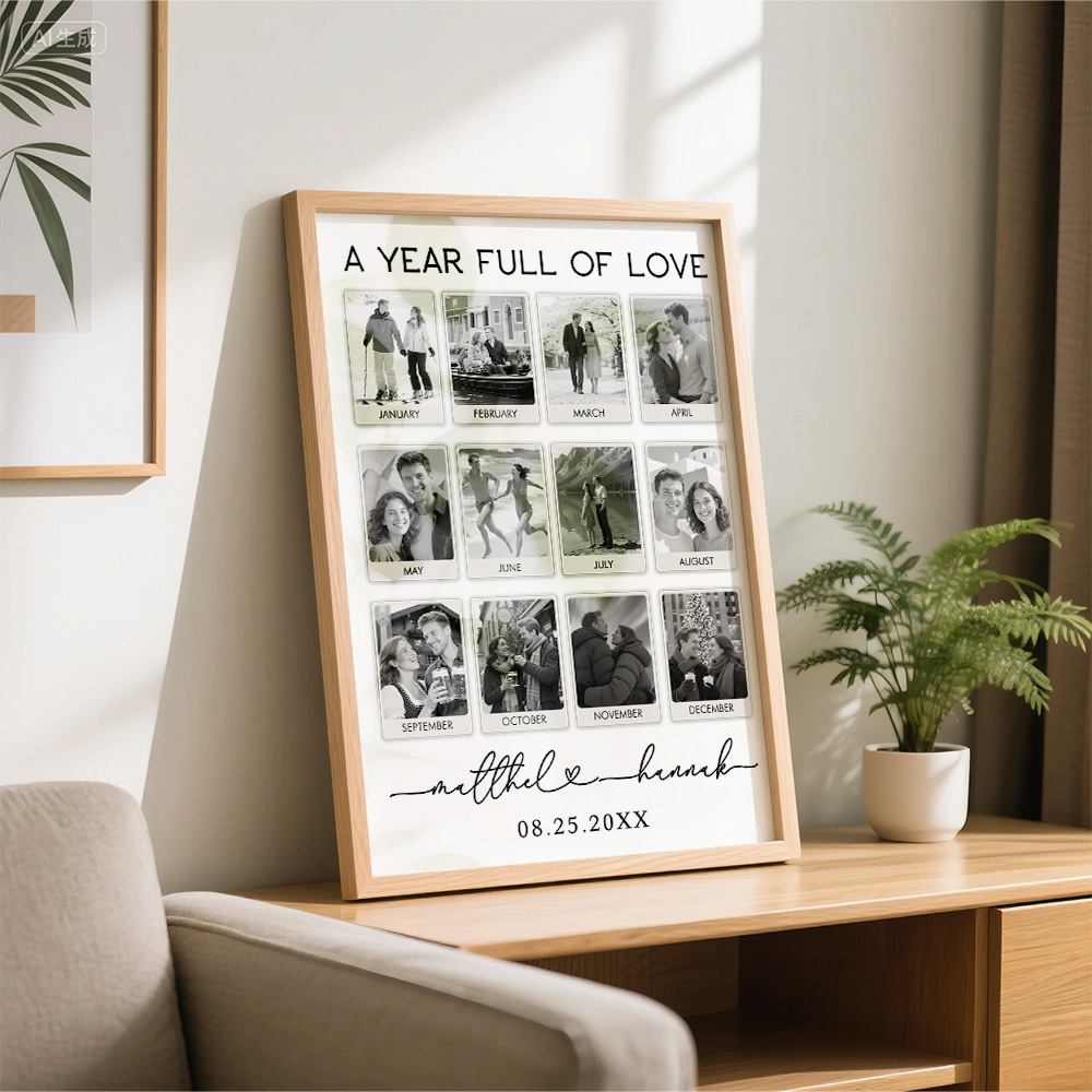 Custom Photo Frame Anniversary Gift Personalized Photo Frame 1 Year Anniversary Gift - MyMoonLampUk