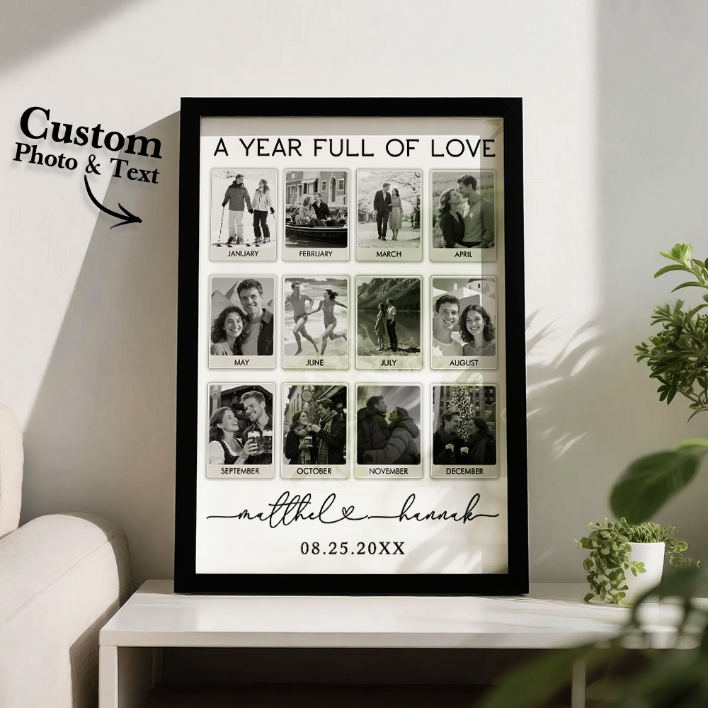 Custom Photo Frame Anniversary Gift Personalized Photo Frame 1 Year Anniversary Gift - MyMoonLampUk