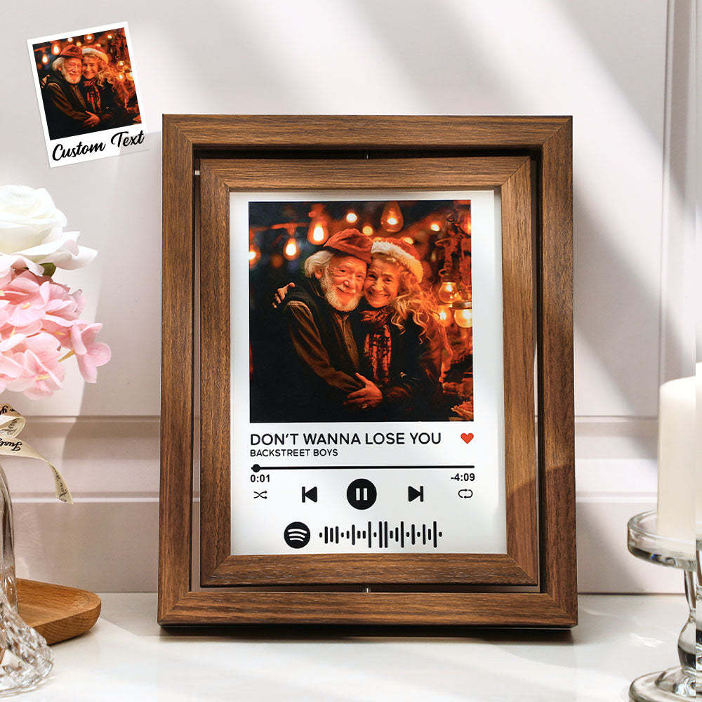 Custom Photo Spotify Rotating Frame Scannable Spotify Code Floating Picture Decor Frame Gifts For Couples - mymoonlampuk